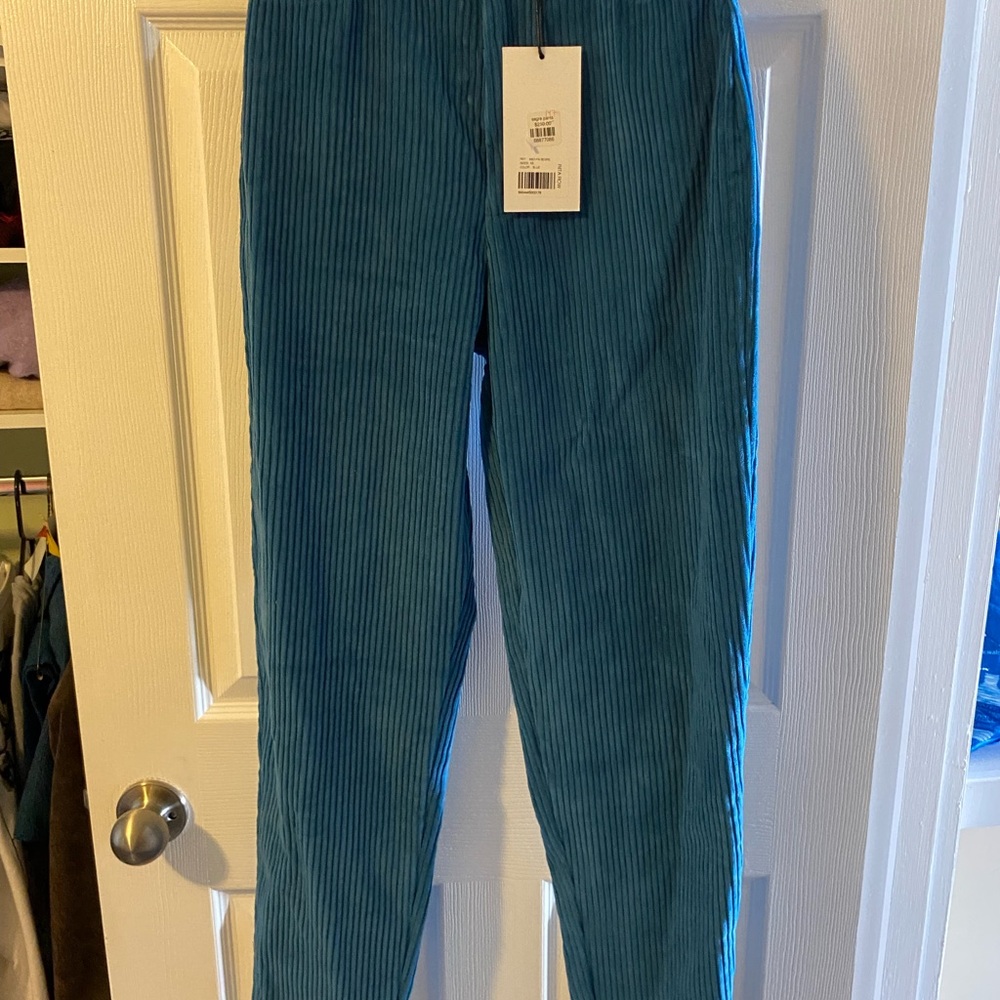 Teal Skinny Corduroy Pants